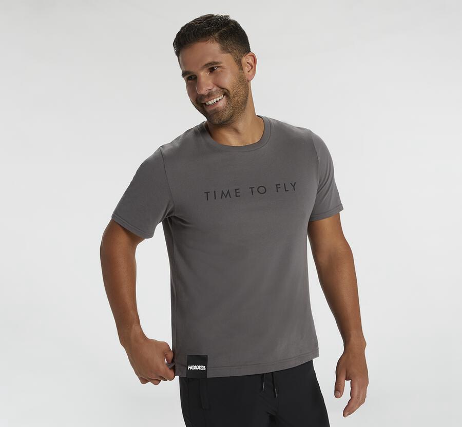 Hoka One One Tee Mens Grey - Brand - 17982LCNZ